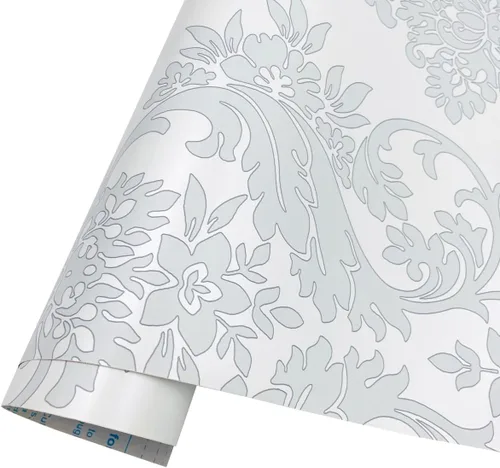 Miniatura 11 de Yifely Papel de estantería floral gris autoadhesivo para revestimiento de estante y cajón, 17.7 pulgadas por 9.8 pies