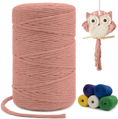 Miniatura 109 de Cuerda de macramé de una sola hebra de 0.197 in x 110 yardas, cuerda de macramé de algodón natural de 0.197 in, cuerda de algodón grueso para colgar