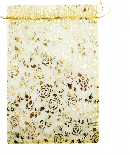 8 x 12 pulgadas 100 bolsas de flores de corazón con cordón de organza bolsa de regalo de joyería bolsa de dulces con cordón de regalo de boda (flor