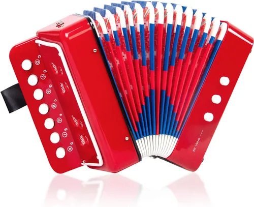 Miniatura 10 de Horse - Acordeón para niños, control de 10 teclas, acordeones musicales para niños, niños principiantes, ligero, 7 teclas, 3 bajos, mini acordeón