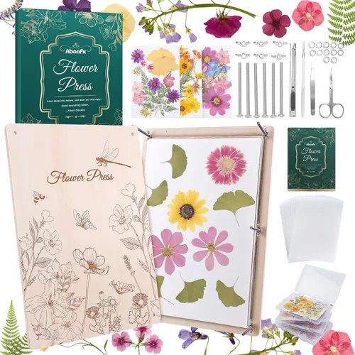 Miniatura 13 de Aboofx Kit de prensa de flores, kits de manualidades de 11 x 11 pulgadas, kit de prensado de flores de madera de 10 capas para manualidades, prensa