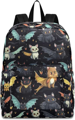 Miniatura 25 de MNSRUU Mochila para estudiantes para la escuela, Halloween, mochila luminosa de murciélagos para laptop, mochila estética para niñas, niños, mochila