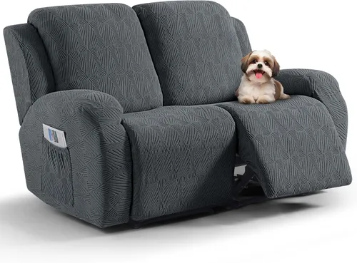 Miniatura 37 de VANSOFY Fundas para sillas reclinables, 4 piezas, elásticas, de tela jacquard, suave funda para silla reclinable, protector de muebles con parte