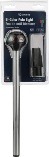 Miniatura 7 de attwood 5092-10-7 Pulsar - Luz de poste marino bicolor de 10 pulgadas para barco con base de montaje de 2 pines, plata, talla única