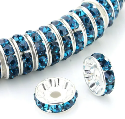 Miniatura 41 de RUBYCA - 100 unidades de espaciadores redondos y ondulados de cristal checo de alta calidad en tono plateado, Cristal, 10mm