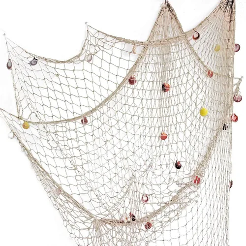 Miniatura 12 de Red de pesca natural de 79 x 59 pulgadas con conchas, decoración de pared con temática oceánica, red de pesca para fiesta en la playa, boda