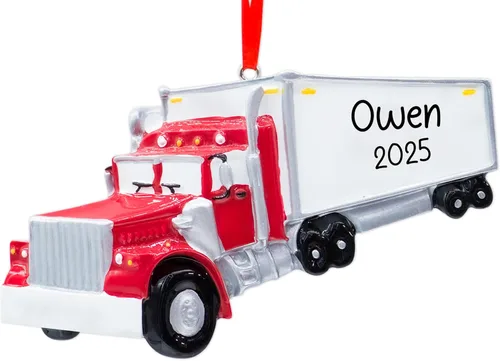 Miniatura 13 de Adorno de Navidad personalizado para retroexcavadora 2026, personalización gratuita Excavadora amarilla, excavadora poderosa, adorno de excavadora