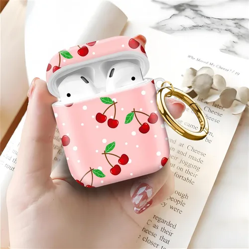 Miniatura 4 de Compatible con AirPods de 2ª generación de 1ª generación, bonita funda rígida con llavero dorado, funda protectora de TPU suave a prueba de golpes