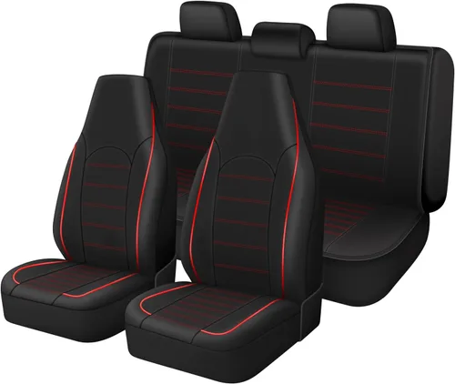 TOYOUN Juego completo de fundas clásicas universales de cuero PU para asiento de automóvil, se ajustan a la mayoría de automóviles, camiones, SUV o