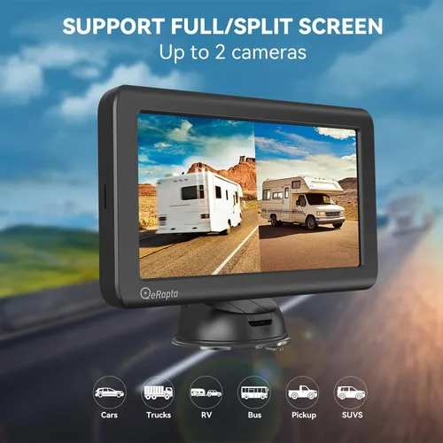 Miniatura 7 de Cámara de respaldo inalámbrica magnética eRapta: 5” portátil, instalación gratuita de 1 minuto - Cámara de respaldo para remolque con FHD1080P