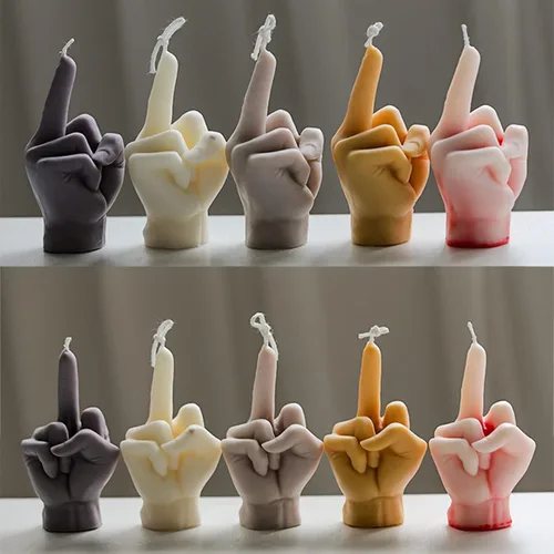 Miniatura 3 de Paquete de 2 moldes de silicona con forma de dedo medio, moldes de gestos para hacer velas, resina, jabón, fundición de pastel, chocolate, moldes