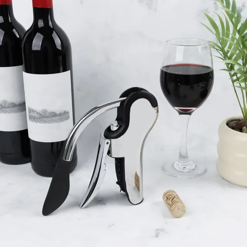 Miniatura 4 de KAYCROWN Abrebotellas de vino de acero inoxidable, sacacorchos de palanca vertical con diseño de cortador de lámina incorporado, sacacorchos de mano