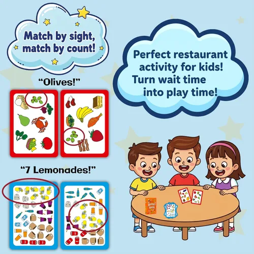 Miniatura 2 de Juego premiado Dinner Rush - Actividades de restaurante para niños en tamaño bolsillo - 2 en 1: emparejamiento de imágenes y cantidad