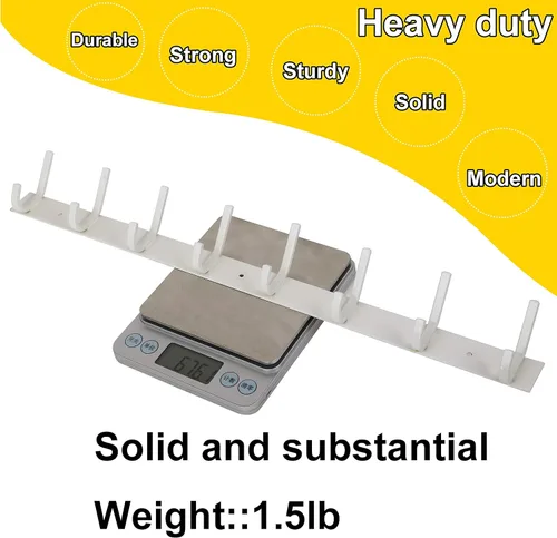 Miniatura 6 de WEBI Perchero de pared, 8 ganchos, 24" de largo, ganchos para colgar abrigos montados en la pared, gancho para colgar abrigos, estante de ganchos