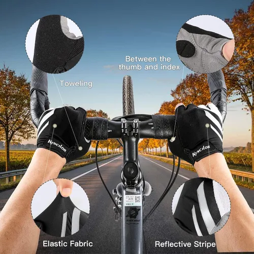 Miniatura 3 de KynciLOR Guantes de ciclismo acolchados sin dedos con protección UV, guantes de MTB y bicicleta de carretera para hombres y mujeres para correr