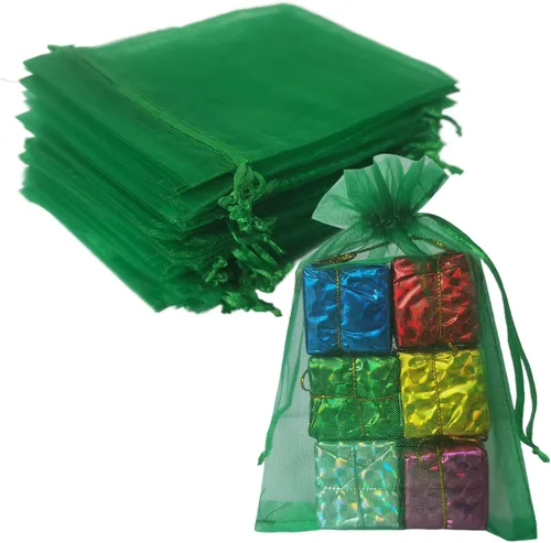 Miniatura 14 de Bolsas de regalo de organza de 5 x 7 pulgadas con cordón para joyas, dulces, flores de lavanda secas, 100 bolsitas rojas, bolsa de malla de tela