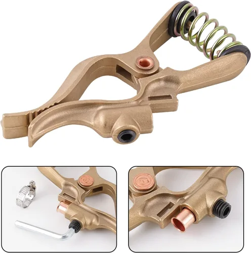 Miniatura 4 de Abrazadera de tierra de soldadura estilo T Abrazadera de tierra de soldadura de latón de 300 amperios para aplicaciones de soldadura - Soldador