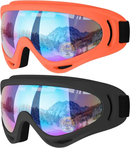 Gafas de esquí, gafas de esquí, gafas de snowboard para hombres, mujeres, jóvenes y niños 09.negro/naranja