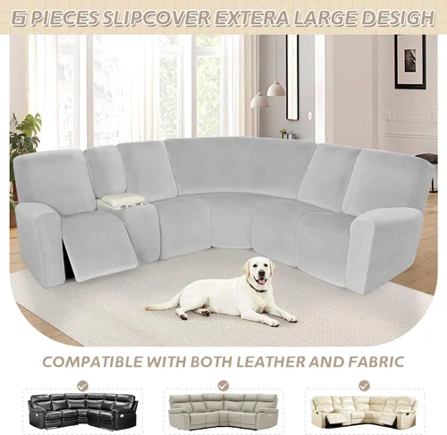 Miniatura 232 de Arfntevss Fundas de sofá seccional reclinable de terciopelo, Funda de sofá seccional de esquina para sofá reclinable, Funda elástica suave