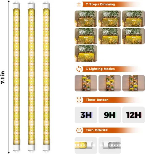 Miniatura 6 de Bamworld Soporte para Plantas con Luz de Cultivo para Plantas de Interior Rincón de Crecimiento Estante para Plantas con Luces de Cultivo