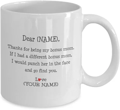 Miniatura 2 de Regalo de regalo para mamá de la hija, hijo, niño y niño. Taza de café de aniversario divertida regalo personalizado. Querida mamá agradecimiento.