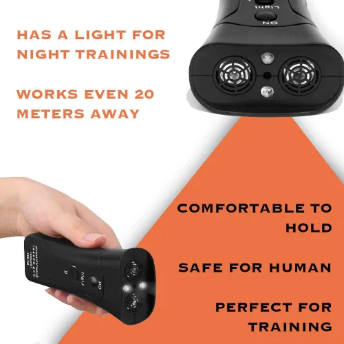 Miniatura 5 de Dispositivo de control ultrasónico antiladridos para mascotas, entrenamiento de control de ladridos de perro, múltiples funciones, comandos