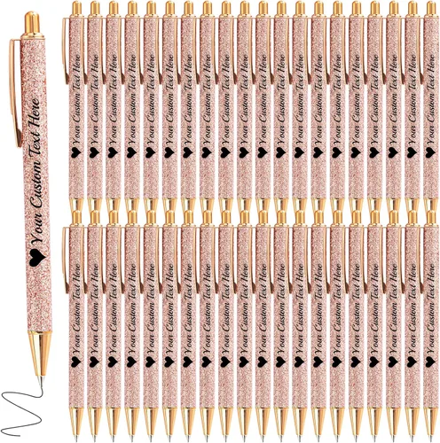 Miniatura 19 de Hasta 100 bolígrafos personalizados a granel con nombre, bolígrafo con purpurina personalizable, logotipo de negocios, mensaje de texto, regalo