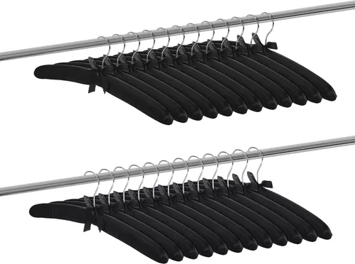 Miniatura 2 de Jetec 24 piezas de perchas acolchadas de raso con gancho giratorio de 360°, almohadillas de esponja para el hombro, para abrigos, suéteres, blusas