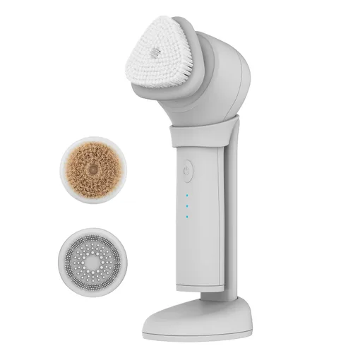 skn by Conair Daily Glow Cepillo de limpieza facial, cepillo facial todo en uno, incluye 3 accesorios intercambiables para una limpieza completa,