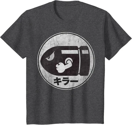 Miniatura 31 de Super Mario Camiseta con logotipo de Bullet Bill Distressed en Kanji
