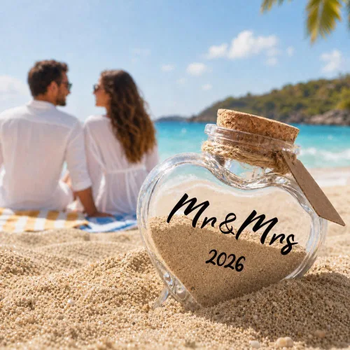 Miniatura 5 de Mr&Mrs - Tarro de recuerdo de arena 2026, despedida de soltera, boda, compromiso, luna de miel, regalo de viaje para parejas, recién casados