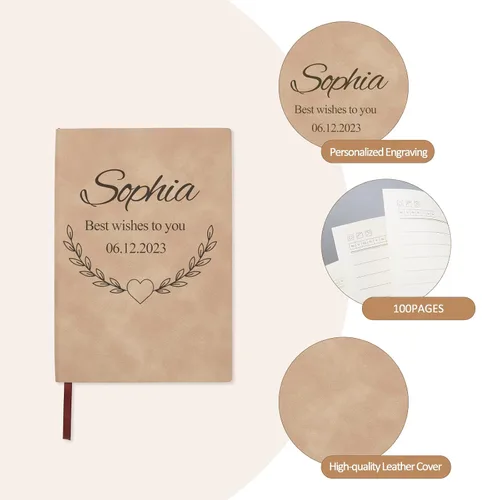 Miniatura 6 de Personalized Notebook - Personalized Journal Leather with Pen, Personalized Journals For Women, Customizable Notebook, Custom Journal, Personalized