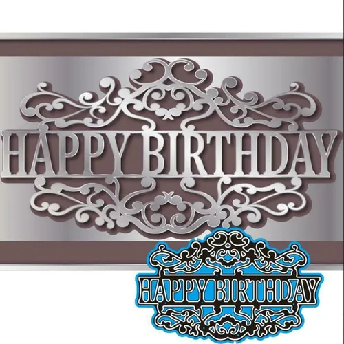 Marco de encaje de feliz cumpleaños, troquelado de metal, letras de feliz cumpleaños, plantillas cortadas para manualidades, álbumes de recortes,