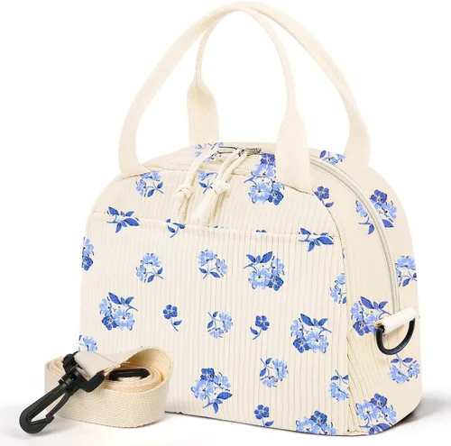 Miniatura 14 de WOBAGMEN Lonchera para Mujer, Bolsa de Almuerzo Linda de Cordura Aislada con Correa para Mujeres Adultas para Trabajo y Picnic (beige)