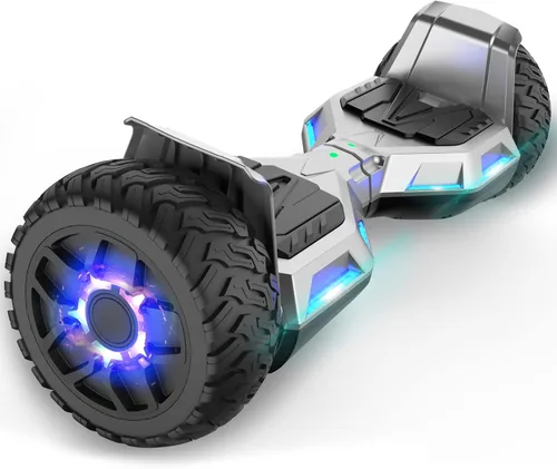 Hoverboard todo terreno, aeropatineta todoterreno de 8.5 pulgadas, 2.8 veces la velocidad de caminata con luces y Bluetooth para adultos y