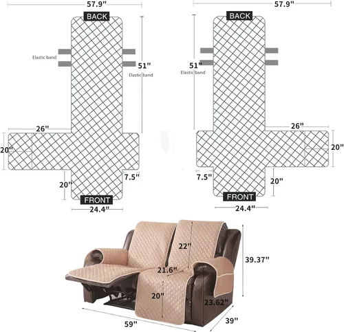 Miniatura 6 de Fundas de terciopelo reclinables antideslizantes, impermeables, grandes para sillas reclinables, para sillas de cuero, funda de sofá reclinable