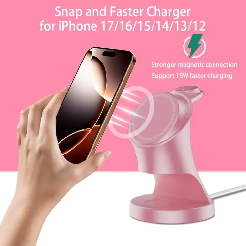 Miniatura 7 de Estación de carga inalámbrica 3 en 1 para dispositivos Apple Rosa