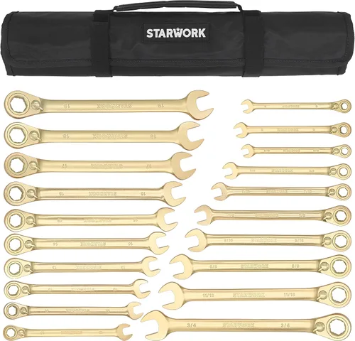 Miniatura 10 de STARWORK TRUE MECHANIC Juego de llaves de trinquete reversibles de 20 piezas, juego de llaves de trinquete combinadas, antideslizantes