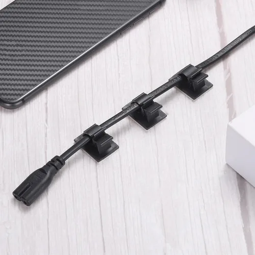 Miniatura 5 de MECCANIXITY 30 unids clip adhesivo de gestión de cables PE abrazaderas de cable 0.394-0.512 in ajustables para cables USB Cables de ratón Cable