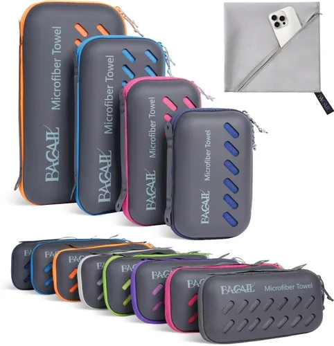 Miniatura 12 de BAGAIL - Toalla de camping con funda de EVA, toalla de viaje de microfibra compacta y ultrasuave, toalla de viaje súper absorbente y ligera de Gris
