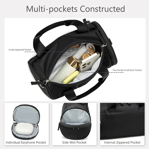 Miniatura 5 de Mini bolsa de gimnasio para mujeres y niñas, bonita bolsa de lona pequeña de 12 pulgadas con bolsillos multifuncionales, bolsas deportivas