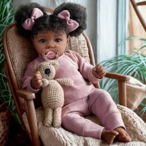Miniatura 2 de BABESIDE Muñecas realistas de bebé Reborn de niña negra, cuerpo de vinilo suave de 20 pulgadas, muñecas de bebé recién nacidas hechas a mano