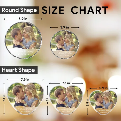 Miniatura 5 de Foto de cristal personalizada, regalos para pareja/esposa/novia, regalos para boda/aniversario, marco de fotos de corazón de cristal para Ama 1