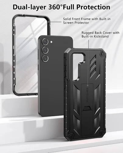 Miniatura 3 de FNTCASE Funda para Samsung Galaxy S23+Plus: funda protectora texturizada de doble capa y carcasa de TPU resistente con soporte Protección contra