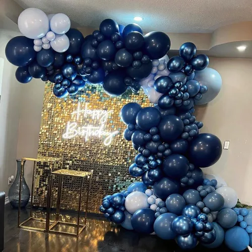 Miniatura 3 de Kit de Arco de Globos Azul ADOINBY, kit de 152 piezas de globos cromados macarrón azul marino y estrellas, kit de globos de diferentes tamaños