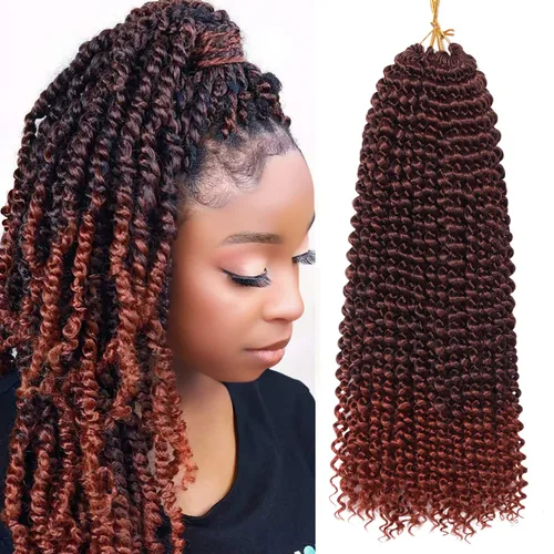 Miniatura 19 de Cabello Passion Twist de 30 pulgadas, cabello rubio de ondas de agua con ganchillo para mujeres, cabello rubio Passion Twist de ganchillo largo 27#