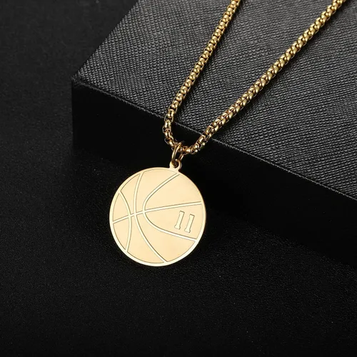 Miniatura 3 de Susook Collar con números de baloncesto para niños, colgante de baloncesto de acero inoxidable dorado, joyería deportiva, regalos para hombres