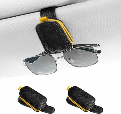 Miniatura 14 de SINGARO Soporte para gafas de sol de coche, hebilla magnética de cuero para visera de coche, clip para anteojos de sol, clip para almacenamiento