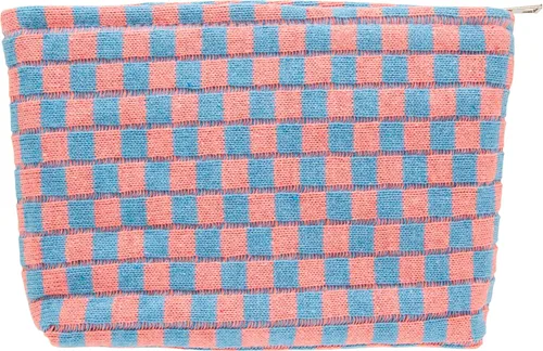 Miniatura 12 de PAZIMIIK Bolsa de Maquillaje a Cuadros para Bolso Portátil con Cremallera, Estuche Pequeño de Cosméticos para Accesorios de Viaje, Azul Ártico