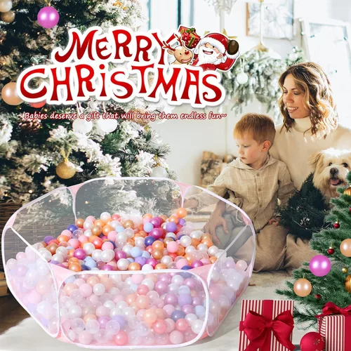 Miniatura 9 de Piscina de bolas para niños grande Heopeis, tienda emergente infantil para jugar con bolas para niños y niñas, de interior y exterior, corral de Rosa